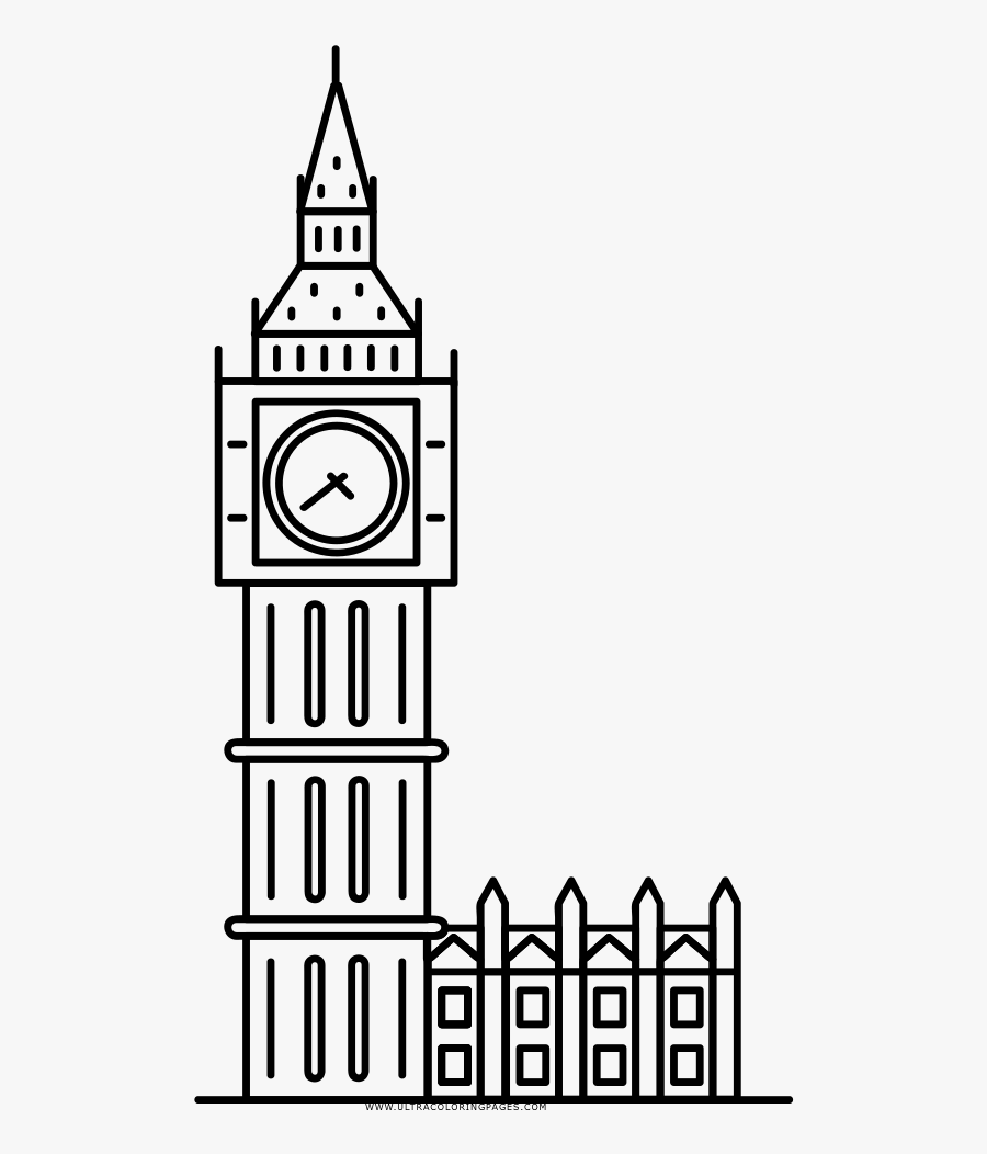 Transparent Relogio Png - Big Ben Clipart Black And White, Transparent Clipart