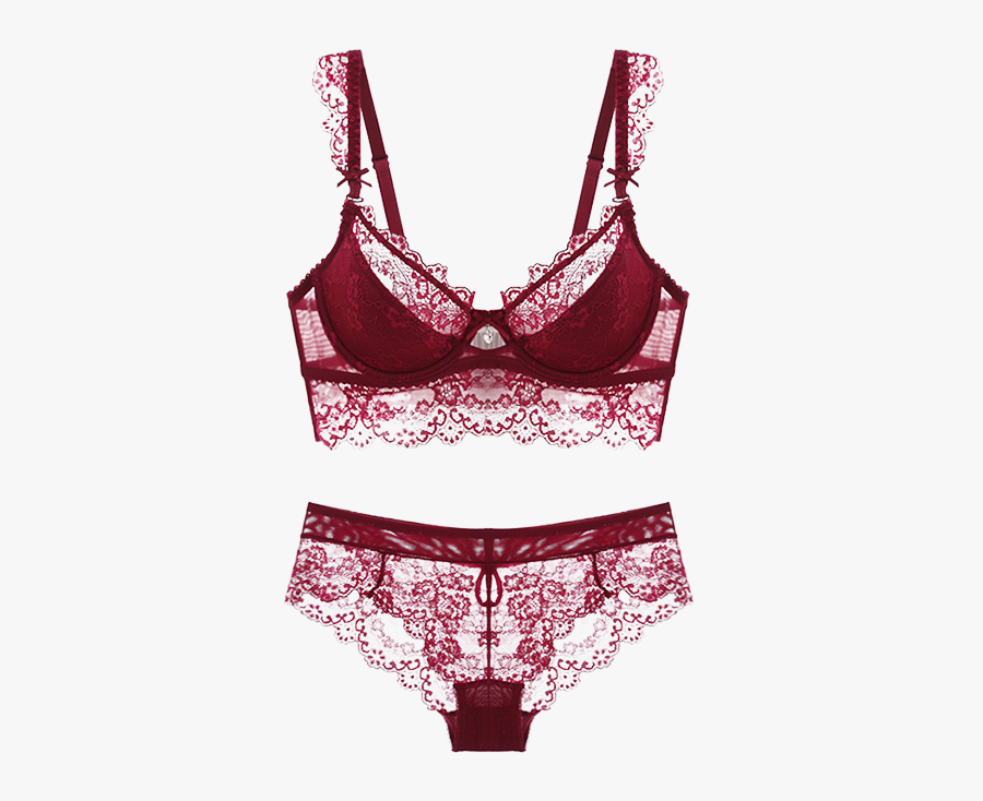 Clip Art Bowknot Lace Spliced Scalloped - Burgundy Lace Lingerie Set, Transparent Clipart