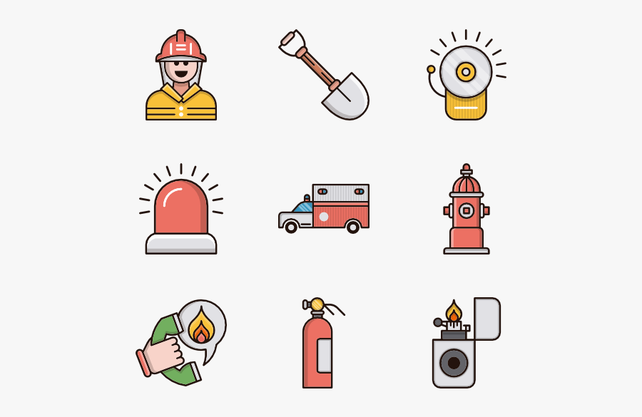 Firefighter And Fire Department - Cartoon, Transparent Clipart