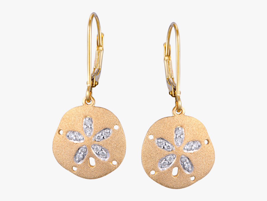 14k Sand Dollar Earrings With 20 Diamonds And Lever - Earrings, Transparent Clipart
