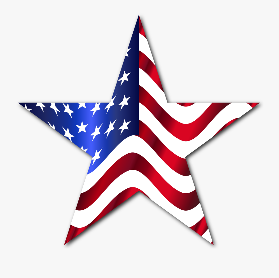 American Flag Star 2 With Drop Shadow Clipart Download - American Flag Star Transparent Background, Transparent Clipart