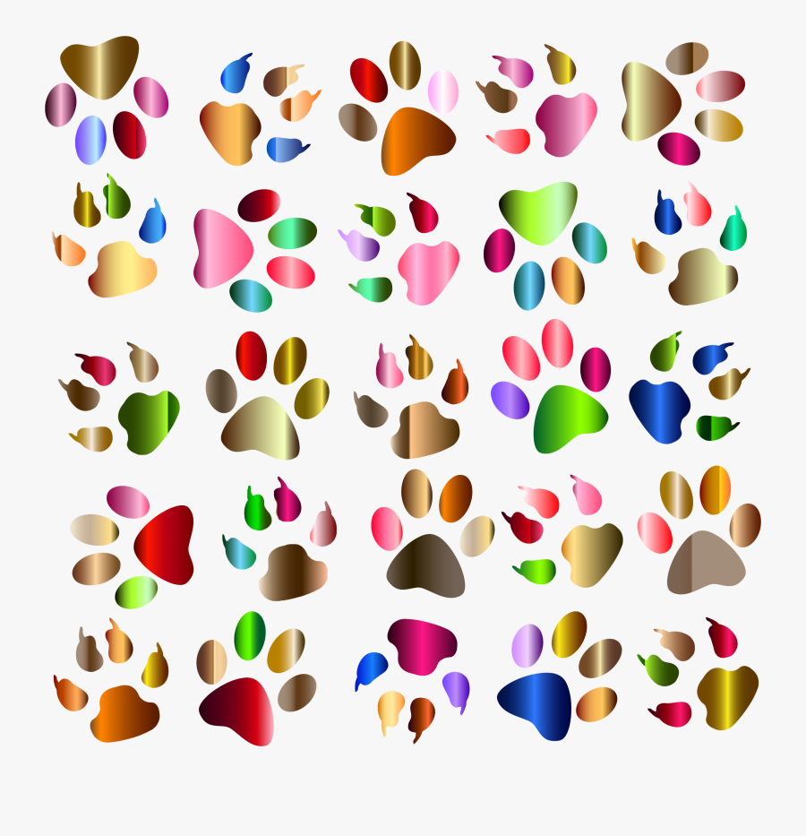 Colouful Clipart Paw Print - Free Dog Paw Background Clip Art, Transparent Clipart