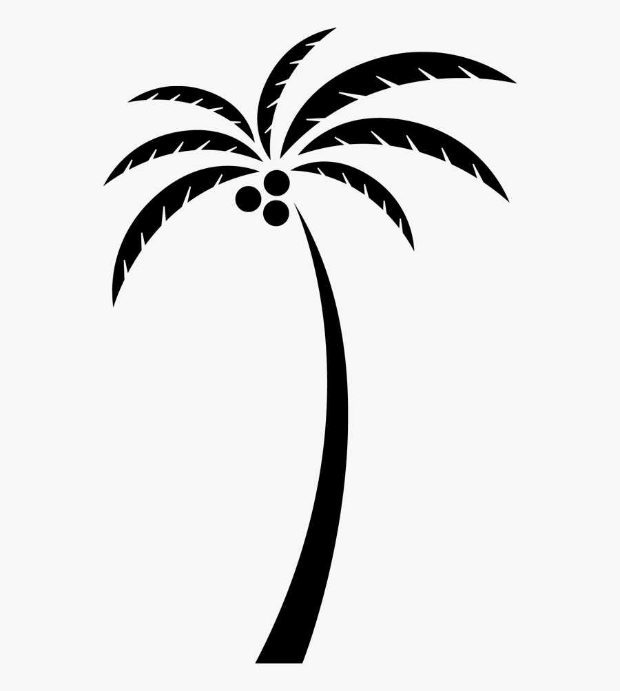 Coconut Arecaceae Tree Clip Art - Coconut Tree Png Black, Transparent Clipart