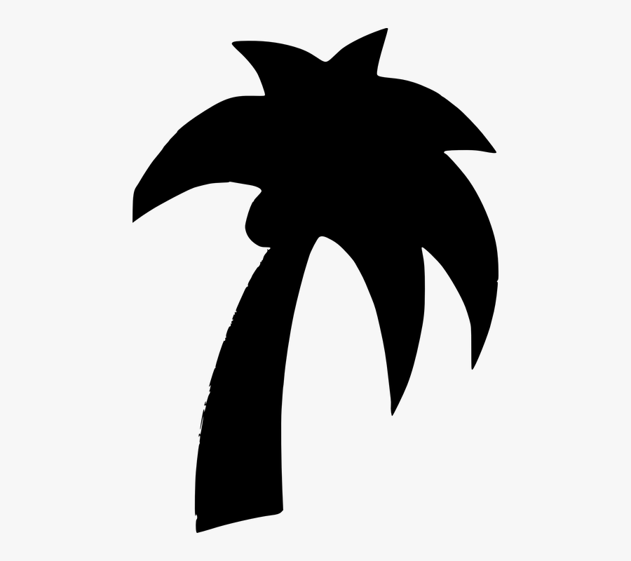 Palm, Trees, Silhouette, Black, Coconut Tree, Tropical - Palm Tree Clip Art Black, Transparent Clipart