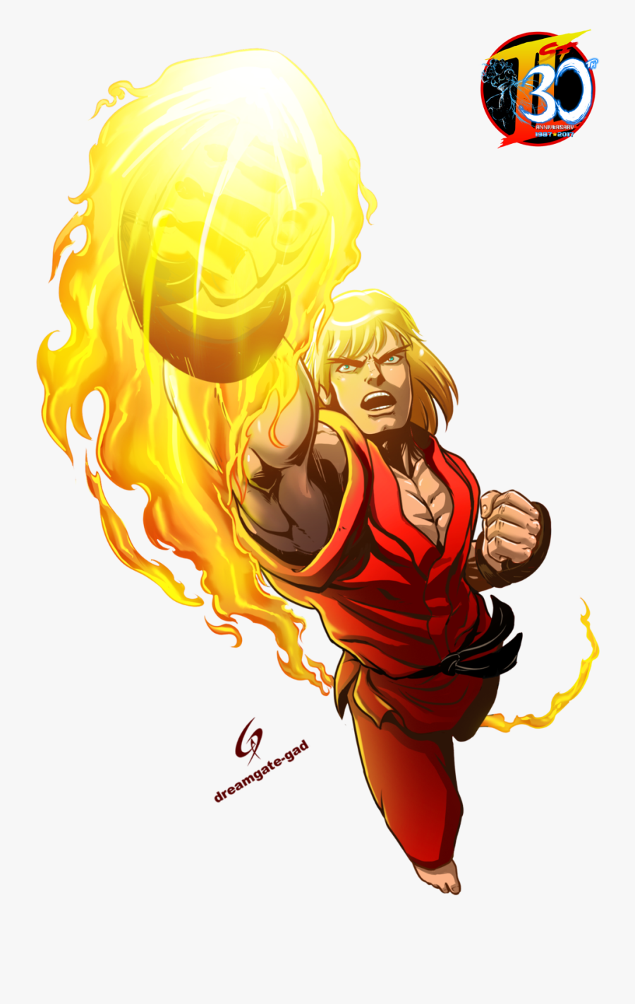 Fireball Clipart Street Fighter - Street Fighter Ken Art, Transparent Clipart
