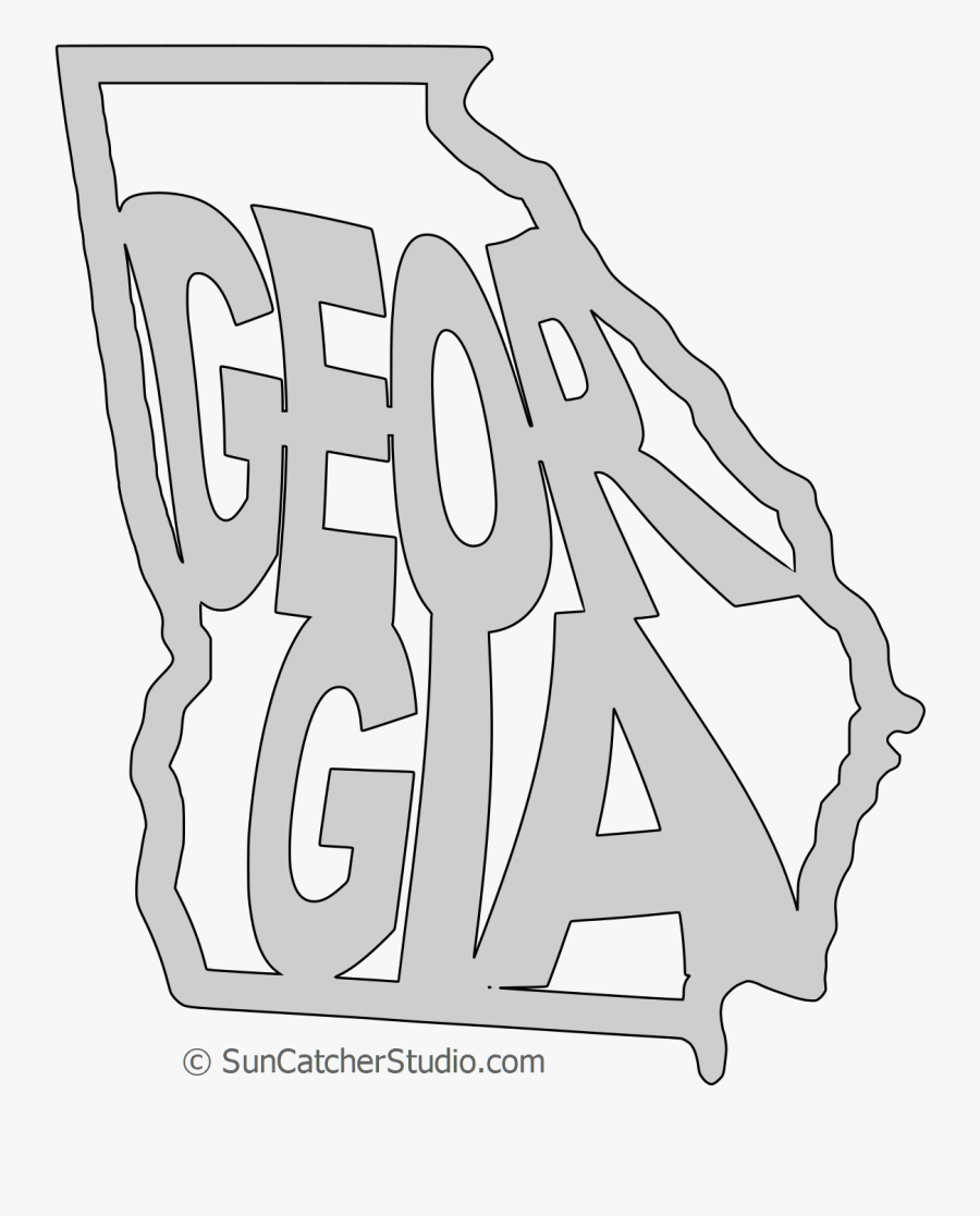 Georgia Map Shape Text, Outline Scalable Vector Graphic, Transparent Clipart