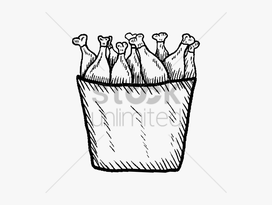 Chicken Drumsticks In A Bucket Vector Image - Bucket Of Chicken Drawing, Transparent Clipart