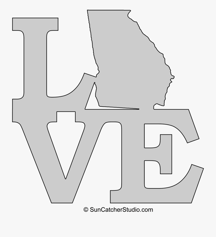 Transparent Georgia Outline Clipart - Scroll Saw Love Pattern, Transparent Clipart