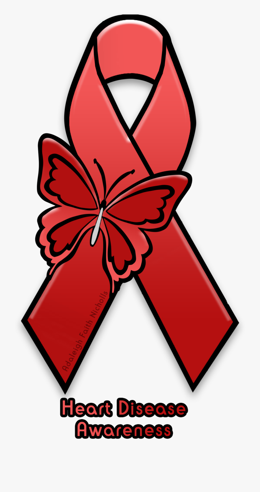 Heart Disease Awareness Ribbon By Adaleighfaith On - Congestive Heart Failure Symbol, Transparent Clipart