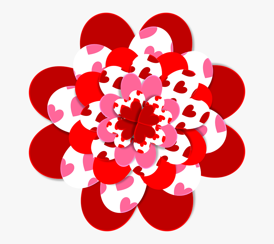 Valentine Heart Shape Flower Love Pink Red - Heart, Transparent Clipart