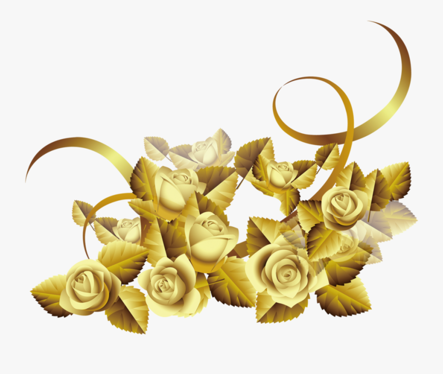 #mq #gold #roses #rose #flowers #flower #garden #nature - Vector Gold Flower Png, Transparent Clipart