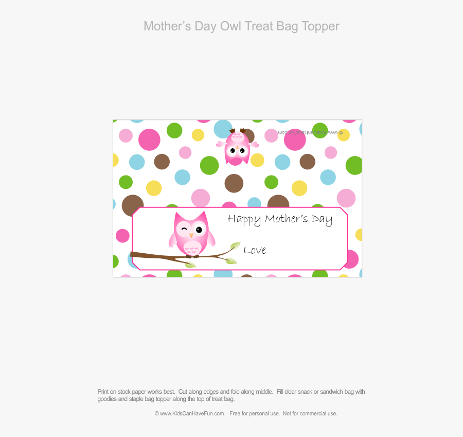 Mothers Day Treat Bag Toppers Printable, Transparent Clipart