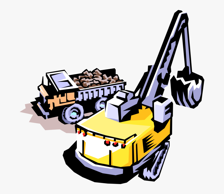 Vector Illustration Of Construction Industry Heavy - Mining Engineering Cartoon, Transparent Clipart