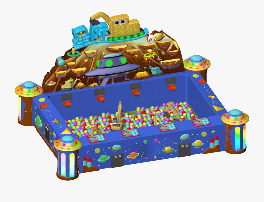 Kids Excavator Game Machine 4 Players Remote Control - Illustration, Transparent Clipart