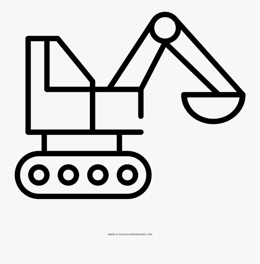 Excavator Coloring Page - Line Art, Transparent Clipart