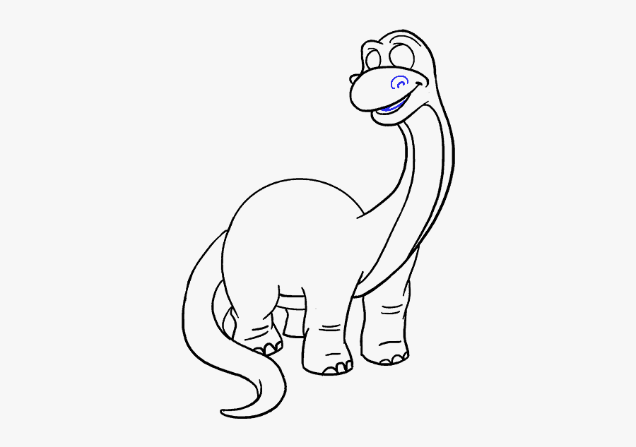 How To Draw Dinosaur - Long Neck Dinosaur Drawing, Transparent Clipart