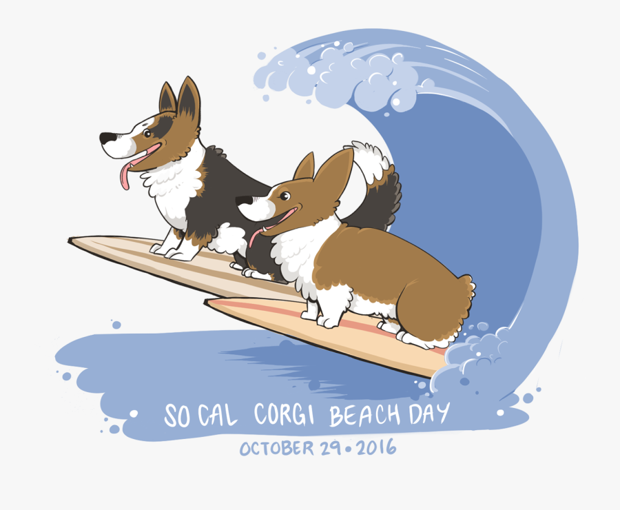 Corgi Beach Day Cartoon, Transparent Clipart