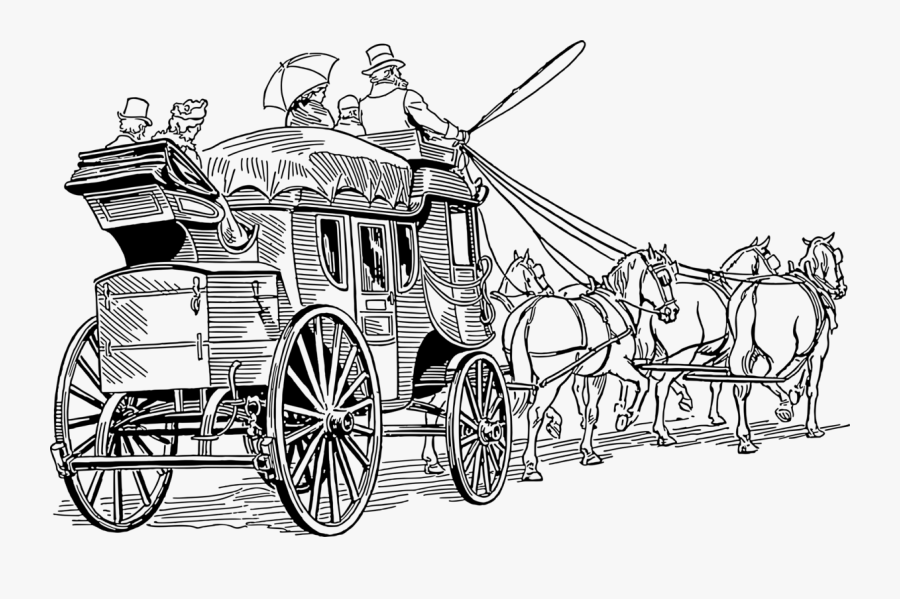 Horse Drawn Stage Coach, Transparent Clipart