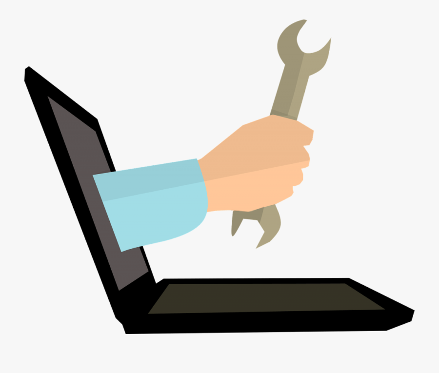 Computer, Hand, Help, Laptop, Helping, Software - Cartoon Hardware And Software, Transparent Clipart