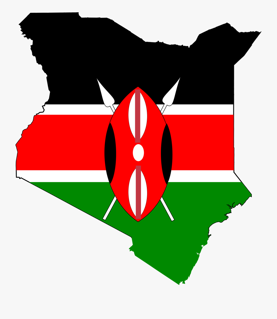 Kenya Map With Flag, Transparent Clipart