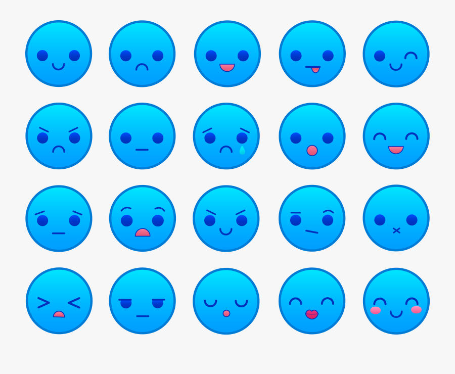 Blue Emoticons Set - Blue Emoticon, Transparent Clipart