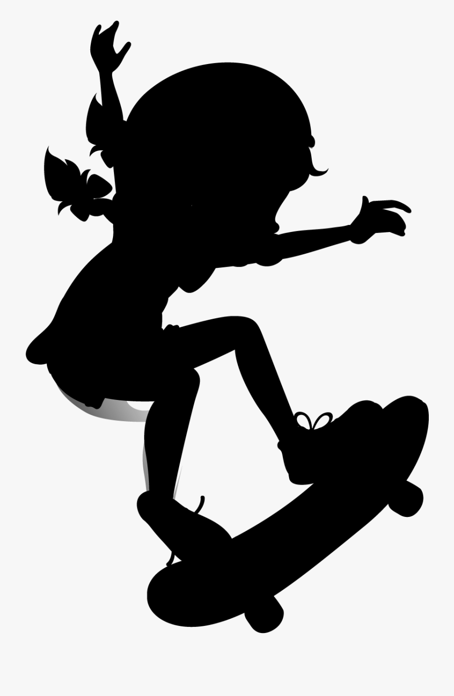 Clip Art Human Behavior Silhouette Line - Skateboarding, Transparent Clipart
