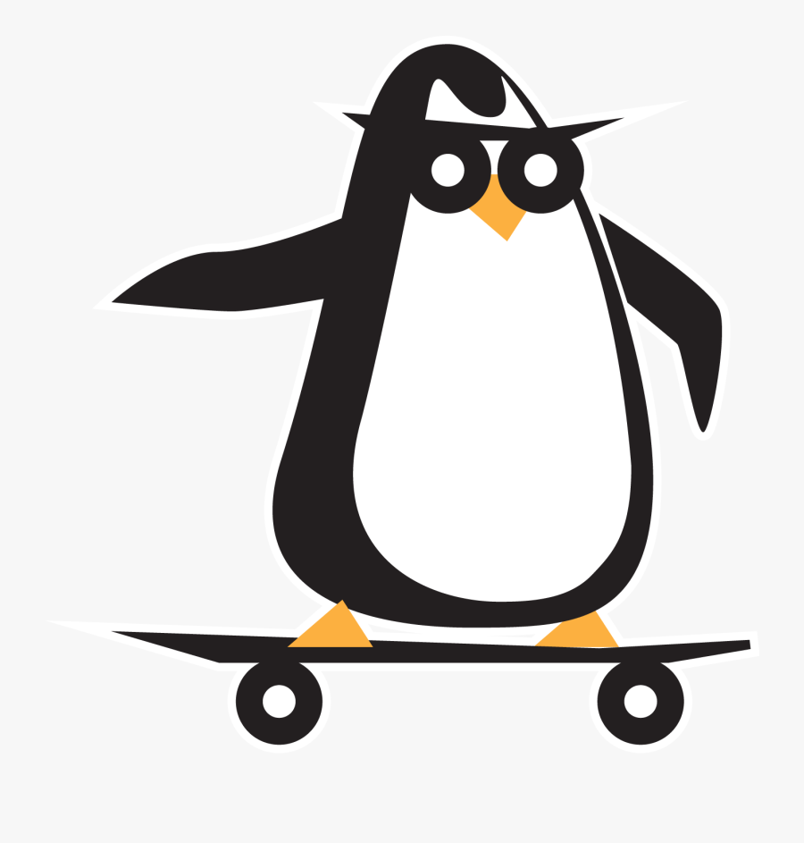 Transparent Skateboard Clipart - Penguin Skateboarding, Transparent Clipart