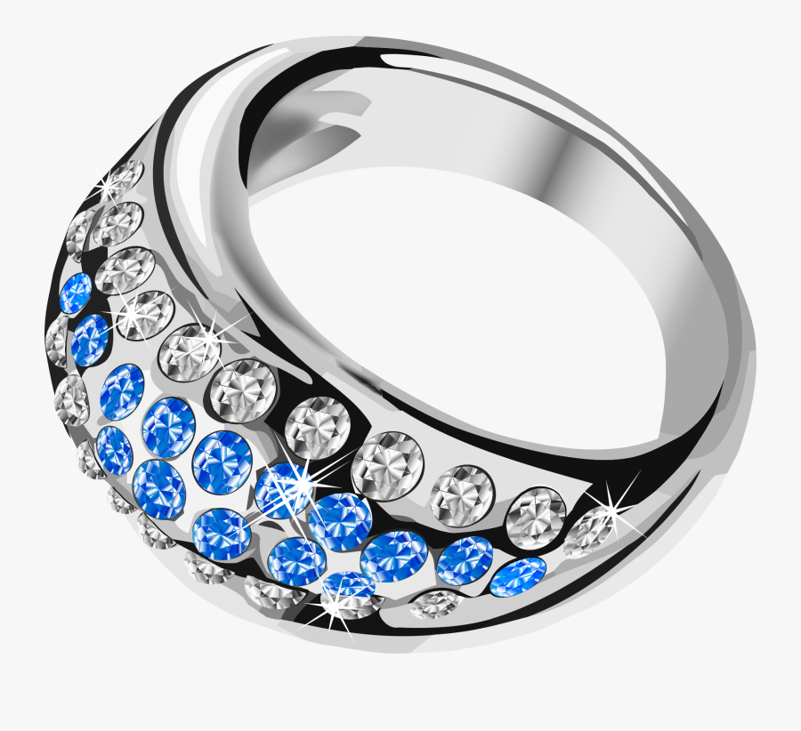 Silver Ring With Blue - Vector, Transparent Clipart
