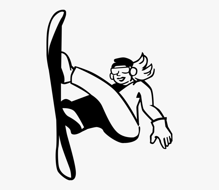 Vector Illustration Of Snowboarder Snowboarding On, Transparent Clipart