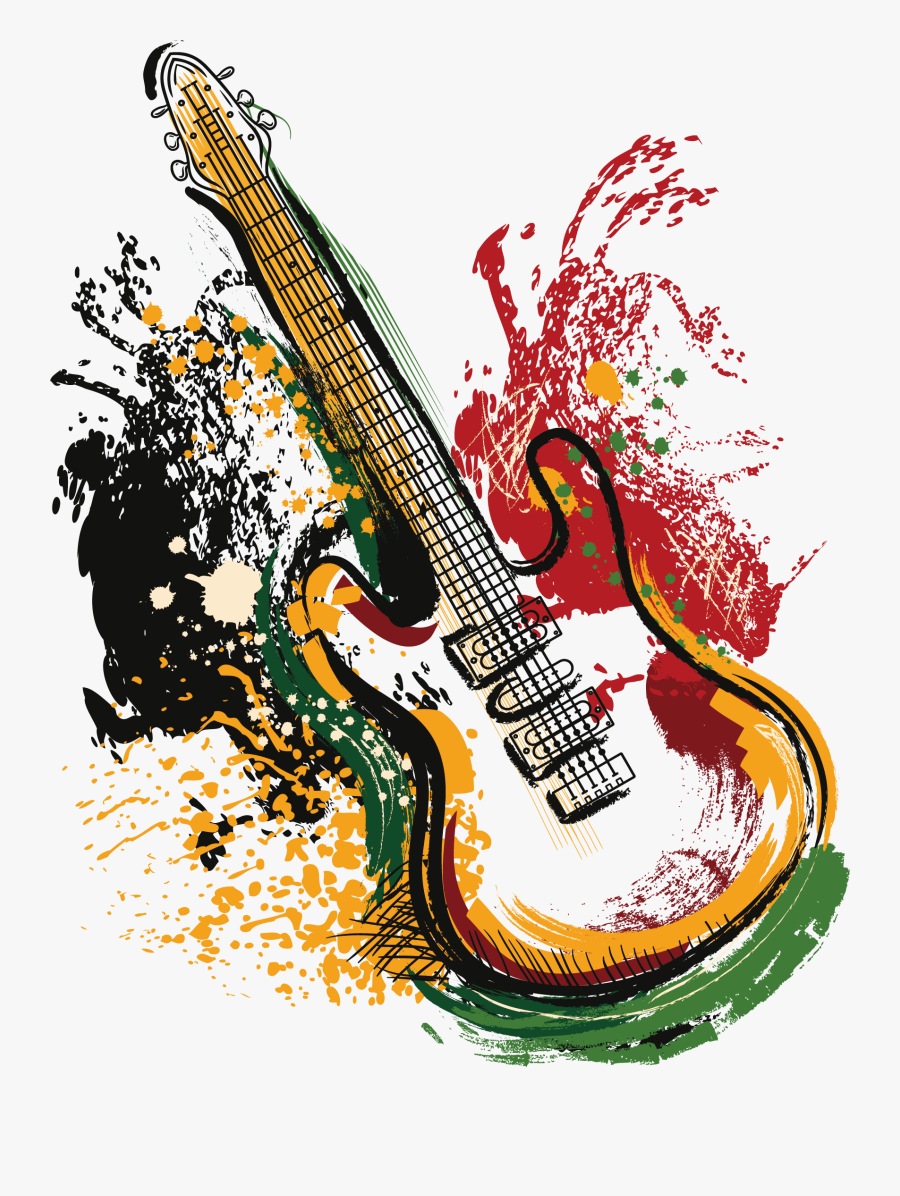 Art Electric Poster Guitar Vector Grunge Clipart - Арт Гитары, Transparent Clipart