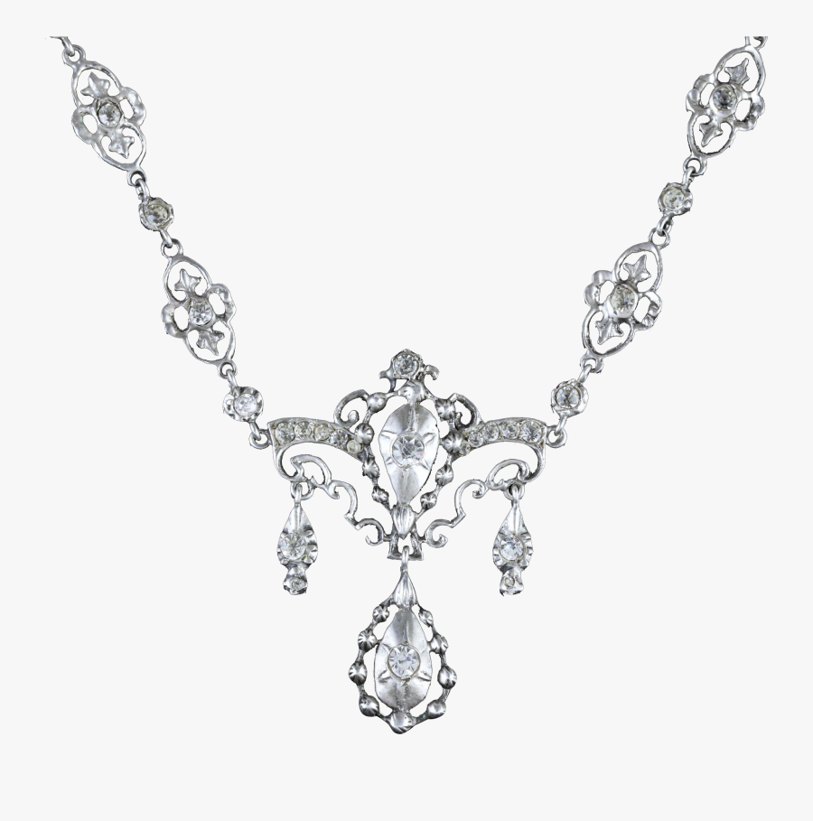 Clipart Black And White Library Antique Sterling Silver - Necklace, Transparent Clipart