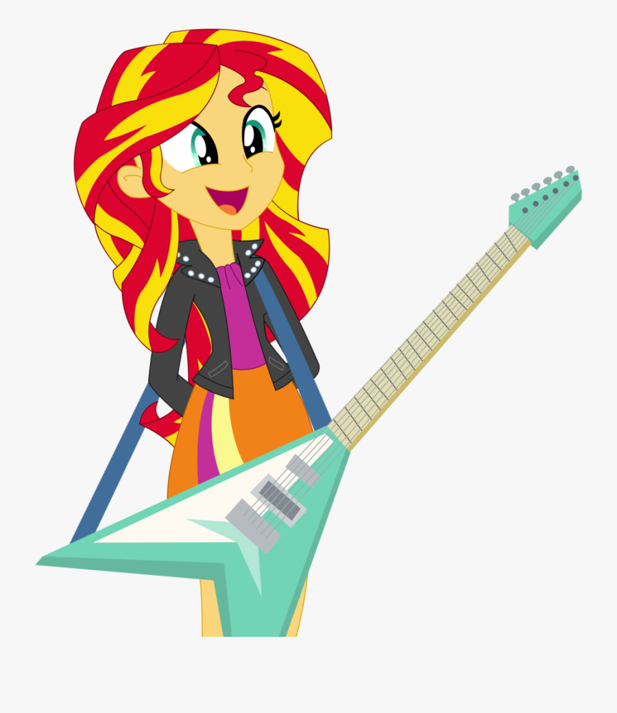 Sketchmcreations, Clothes, Cute, Electric Guitar, Equestria - Human Sunset Shimmer Vector, Transparent Clipart