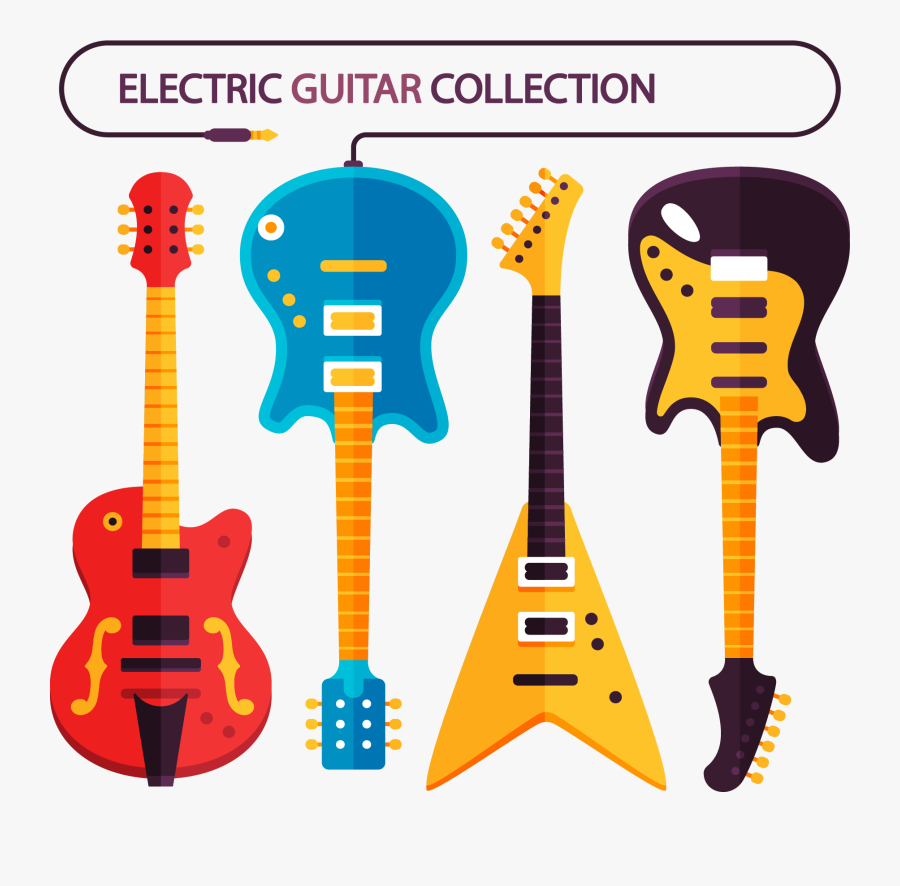 Guitar Poster Electric Color Free Clipart Hd Clipart - Dibujo De Guitarras Electricas A Colores, Transparent Clipart
