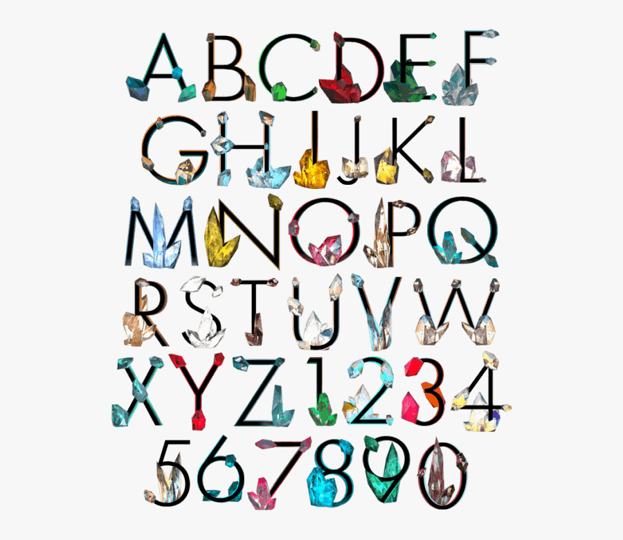 Crystal Colorful Diamond Font Alphabet, Transparent Clipart