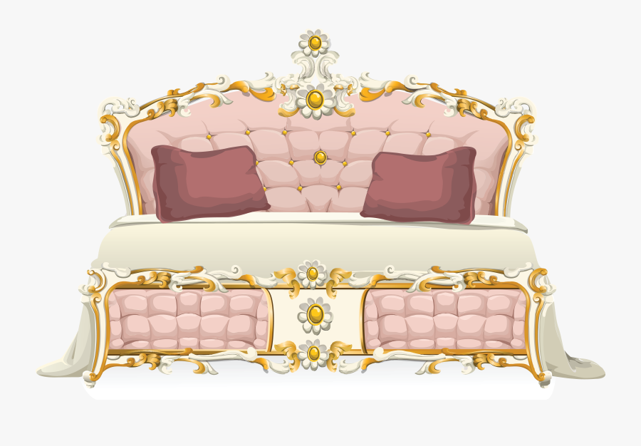 Free Clipart Of A Pink Baroque Bed - Fancy Bed Png, Transparent Clipart