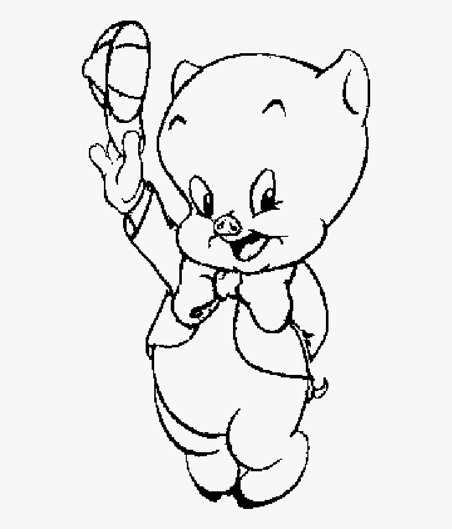 Transparent Looney Tunes Clipart - Porky Pig Colour Page, Transparent Clipart