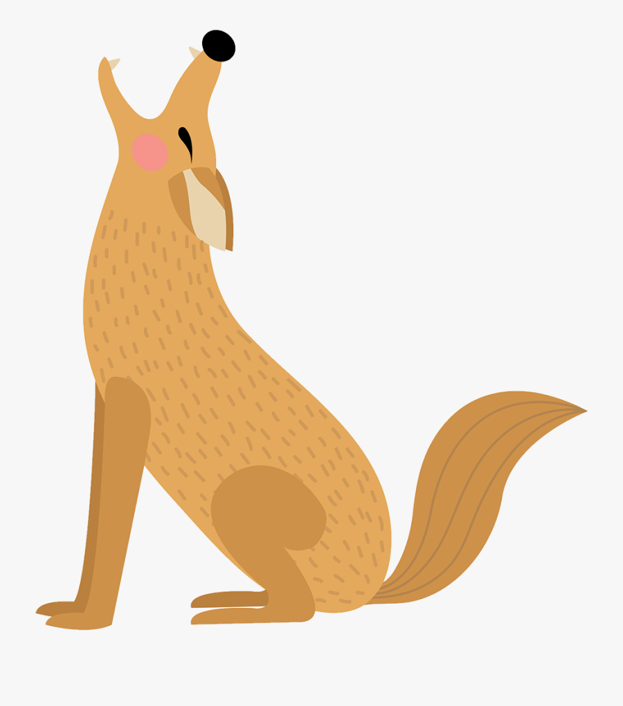Coyote - Vector Art Of Cute Coyote, Transparent Clipart