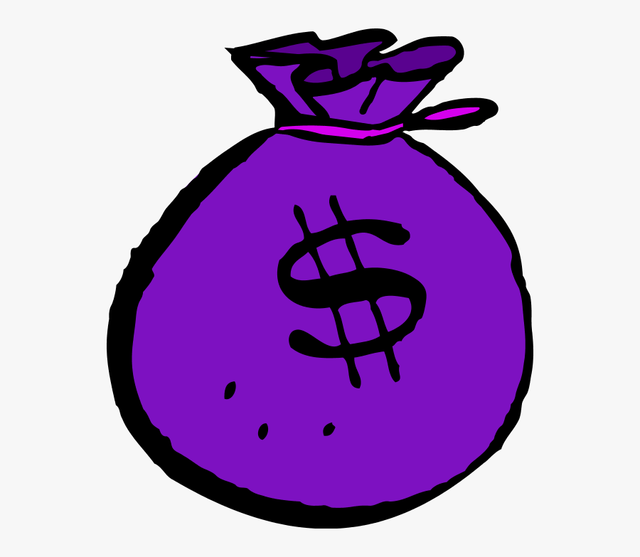 Purple Clipart Money - Money Bags Clip Art, Transparent Clipart