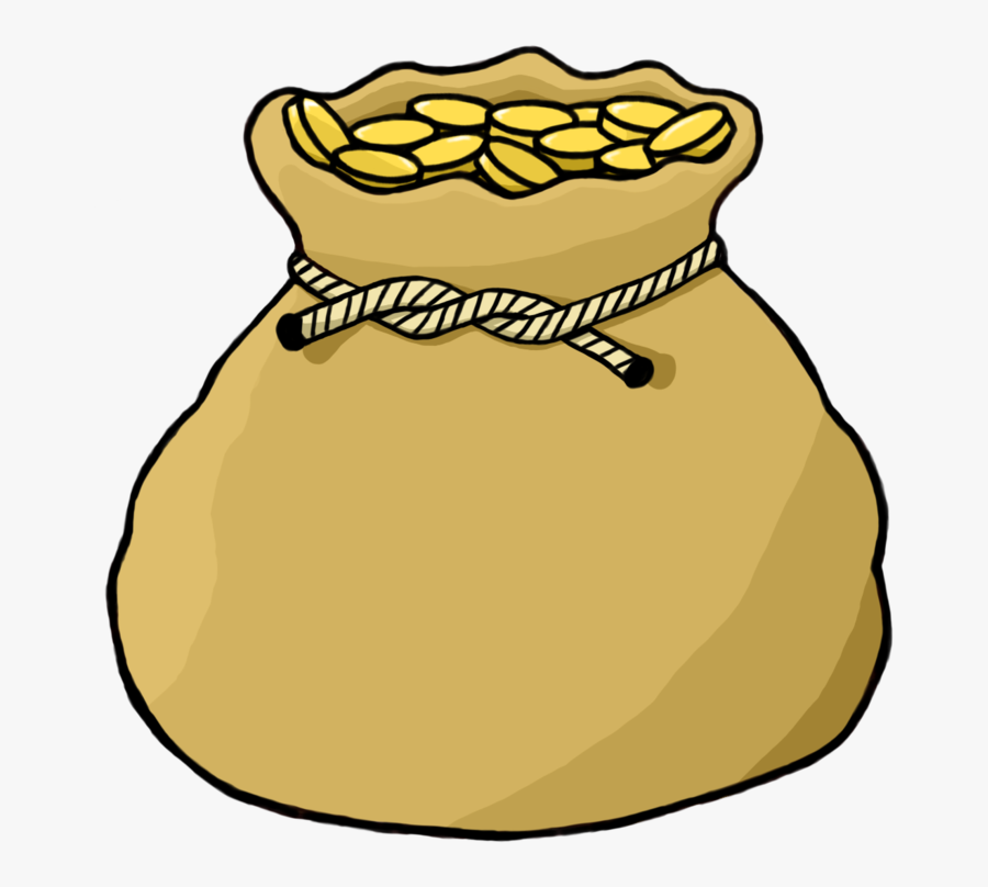 Gold Drawing Money Bag Clip Art - Bag Of Coins Clipart, Transparent Clipart