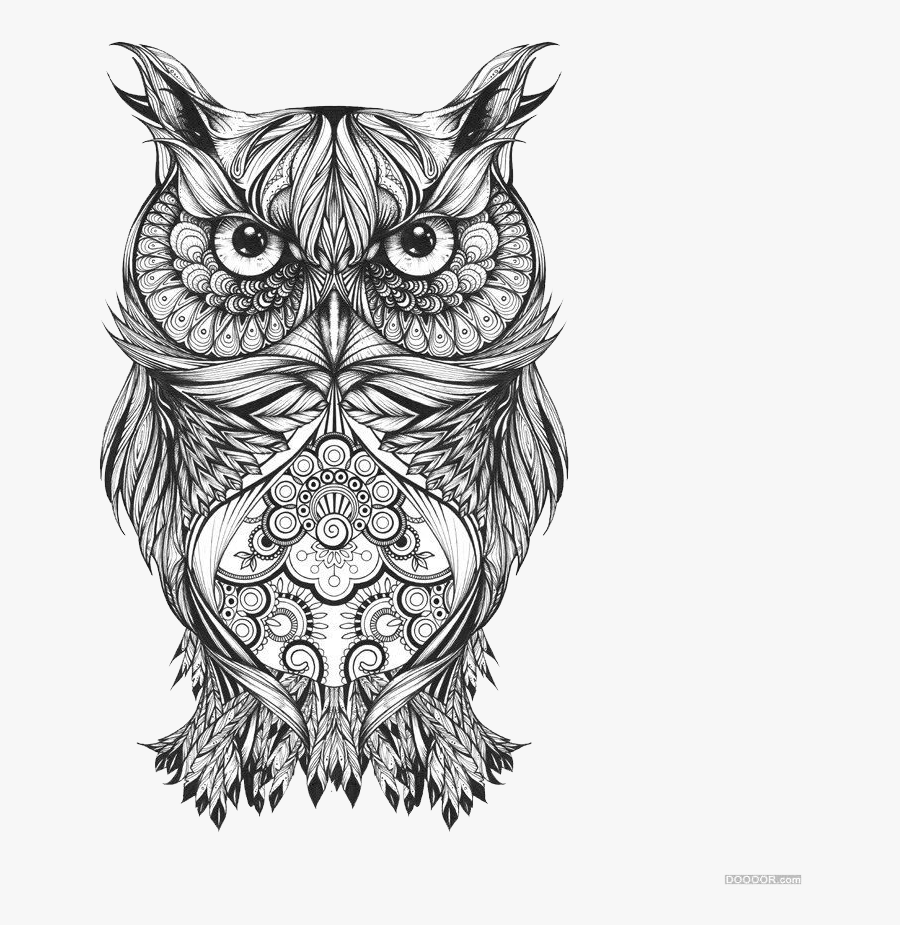 Transparent Owl Png Clipart - Tattoo Drawing, Transparent Clipart