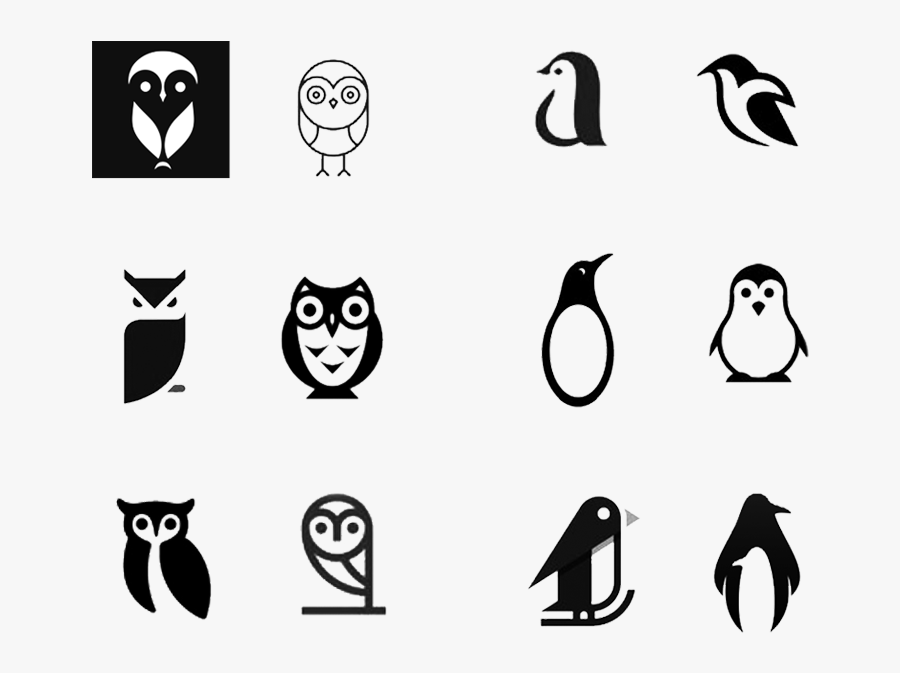 Line Art Owl Logos, Transparent Clipart