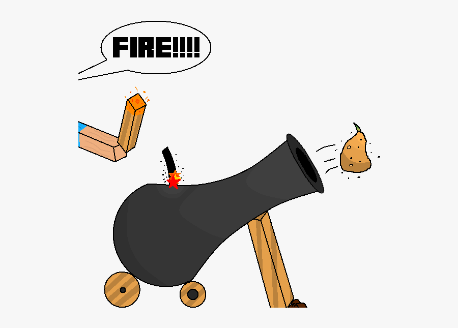 Potato Cannon Cartoon - Potato Gun Cartoon, Transparent Clipart
