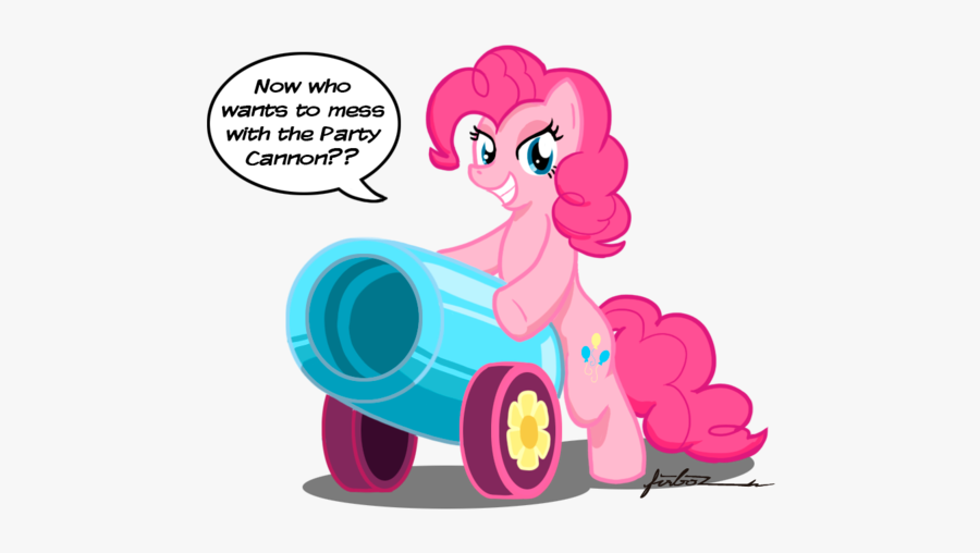 Now Who Wants To Mess With The Party Cannon Pinkie - Pinkie Pie With Party Cannon, Transparent Clipart