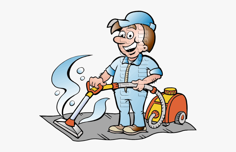 Carpet Cleaner Handyman With Carpet Cleaner - Carpet Cleaner Cartoon, Transparent Clipart