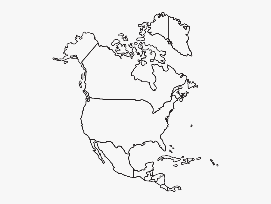 Printable North America Blank Map, Transparent Clipart