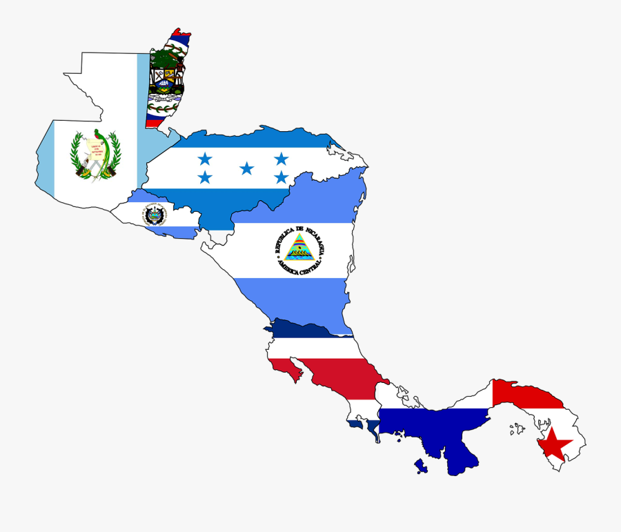 Central America Map With Flags, Transparent Clipart