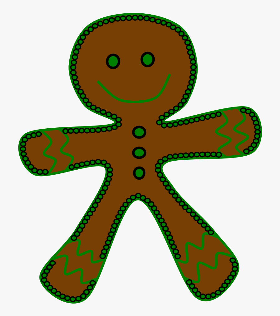 Gingerbread Man, Green Frosting, Transparent Clipart
