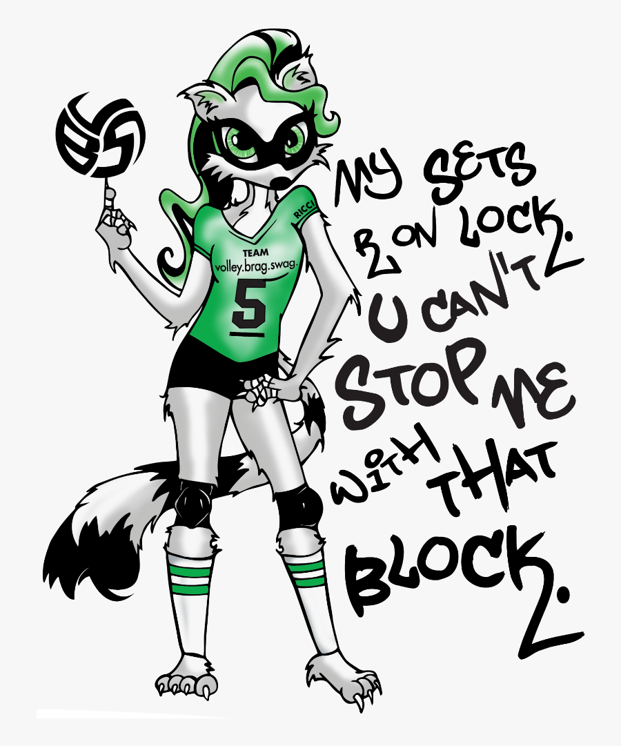 Meet Ricci The Volleybragswag Raccoon Setter Captain - Cute Volleyball Quotes For Setters, Transparent Clipart