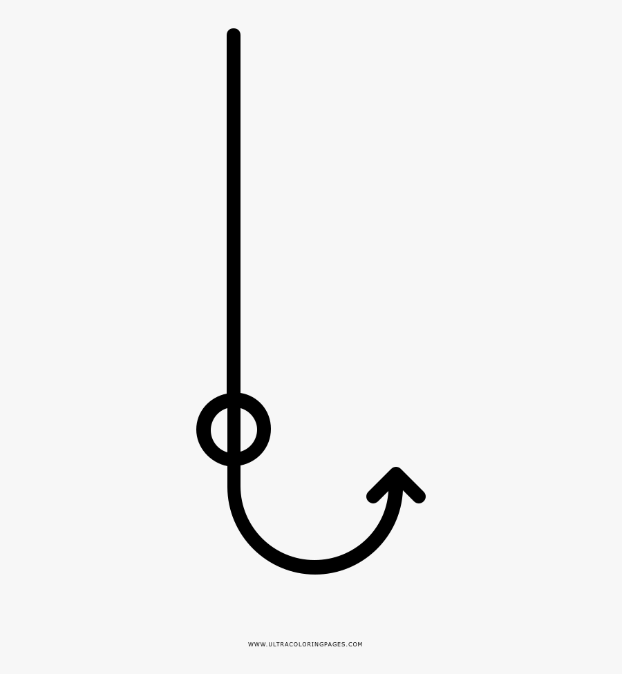 Fishing Hook Coloring Page - Line Art, Transparent Clipart