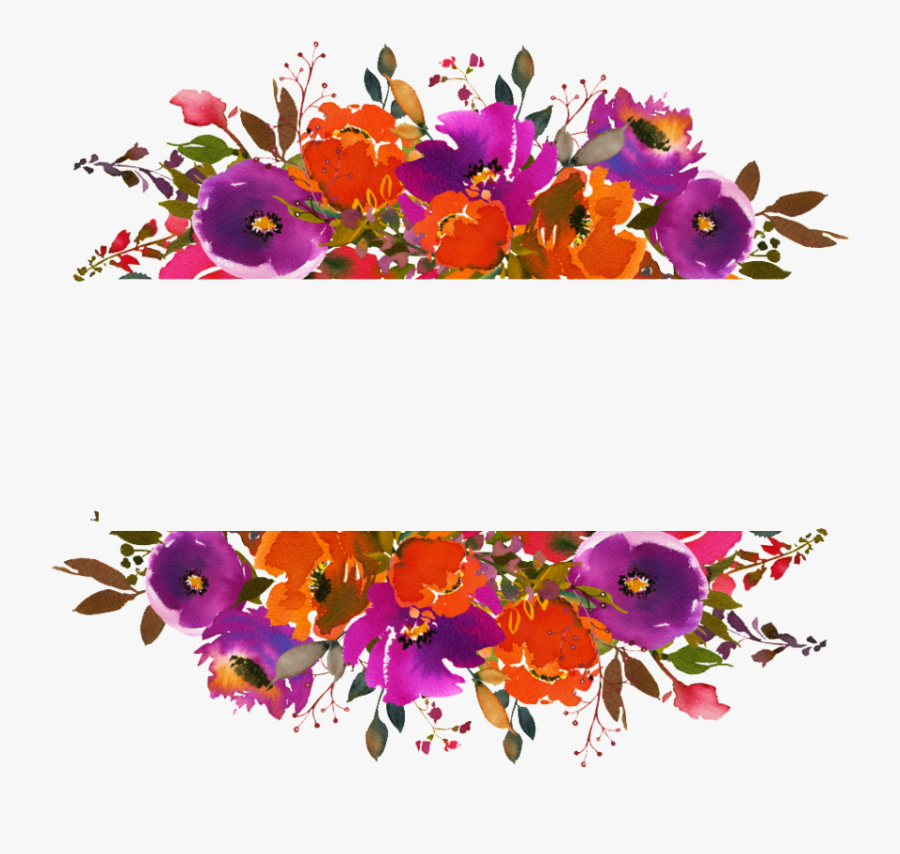 Purple And Orange Watercolor Flowers, Transparent Clipart